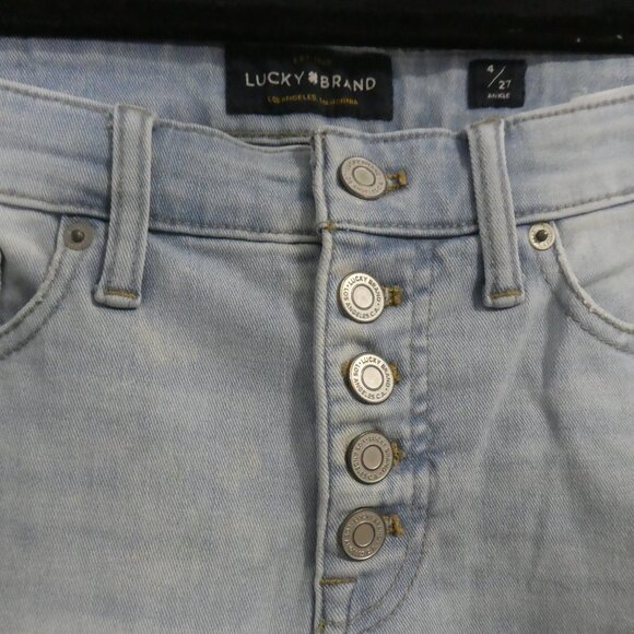 LUCKY BRAND - Ava Skinny | 4/27 ankle | Light Blue Skinny Button Fly Jeans - Picture 4 of 16